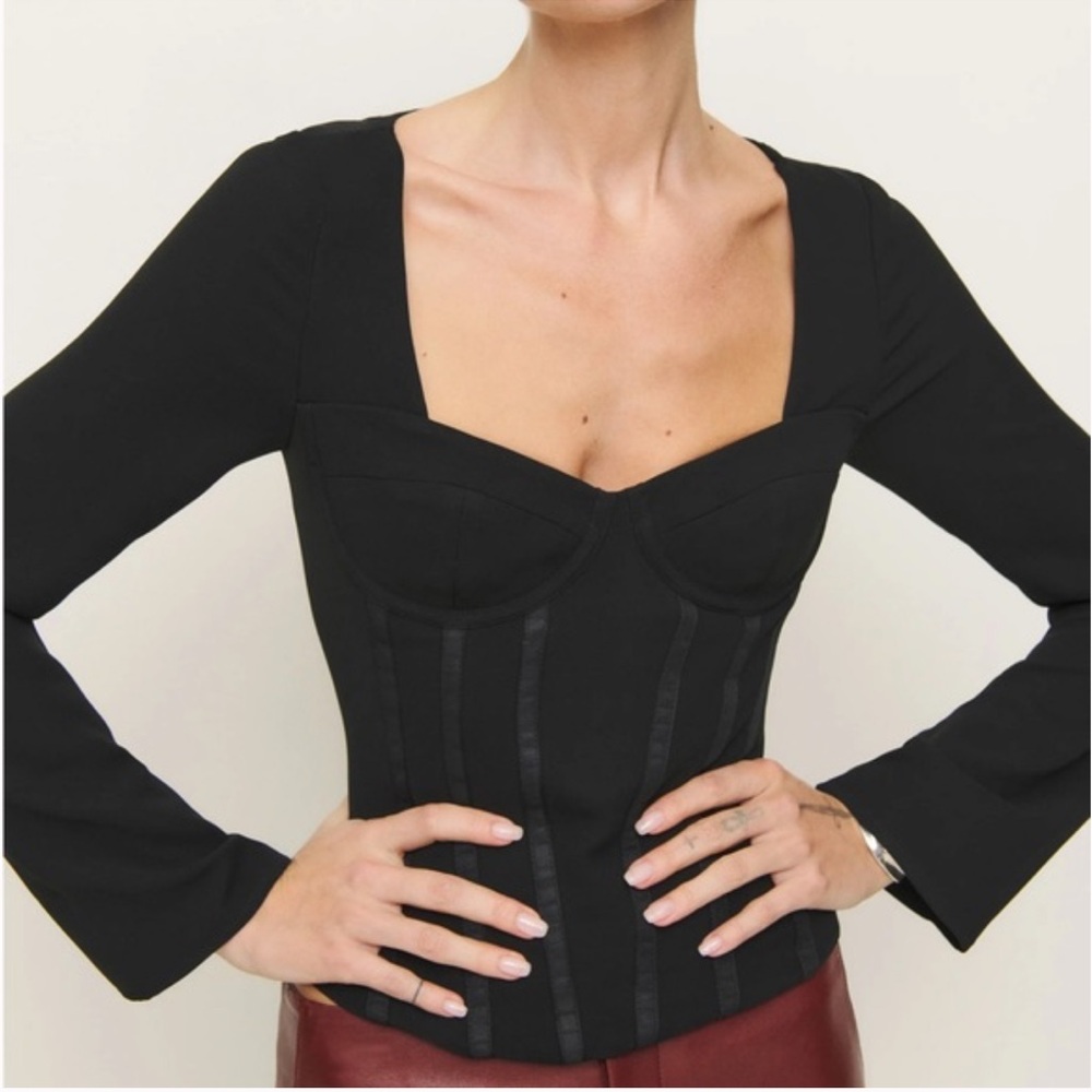 Reformation Black Structured Corset Top